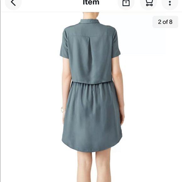 Cooper & Ella Esther Pocket Dress S Button Front Short Sleeve Popover Green - Picture 3 of 10